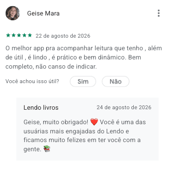 Avaliação cinco estrelas no Google Play de Geise Mara