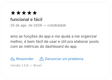 Avaliação cinco estrelas na App Store: funcional e fácil